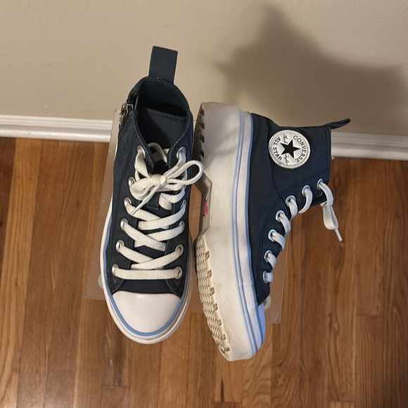 Converse All Satar Kids Navy Blue High-Top Sneakers - Picture 7 of 9